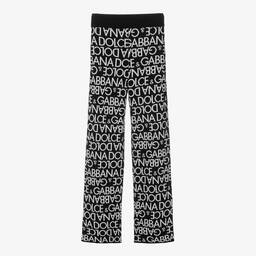 Dolce & Gabbana-بنطلون صوف بكر محبوك لون أسود وأبيض للبنات | Childrensalon Outlet