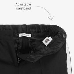 Dolce & Gabbana-بنطلون صوف و حرير لون أسود وعاجي للبنات | Childrensalon Outlet