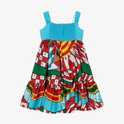 Dolce & Gabbana-Girls Blue Cotton Carretto Dress | Childrensalon Outlet