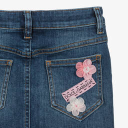 Dolce & Gabbana-تنورة قطن دنيم لون أزرق | Childrensalon Outlet