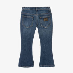 Dolce & Gabbana-Girls Blue Flared Floral Denim Jeans | Childrensalon Outlet