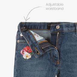 Dolce & Gabbana-Girls Blue Flared Floral Denim Jeans | Childrensalon Outlet