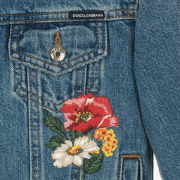 Dolce & Gabbana-Голубая джинсовая куртка с цветами | Childrensalon Outlet