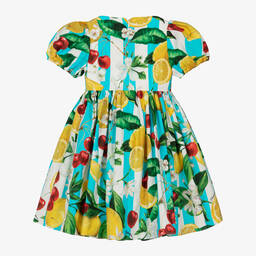 Dolce & Gabbana-Girls Blue Lemon & Cherries Cotton Dress | Childrensalon Outlet