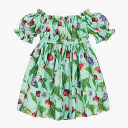 Dolce & Gabbana-Голубое платье из поплина с принтом Farmer для девочек | Childrensalon Outlet