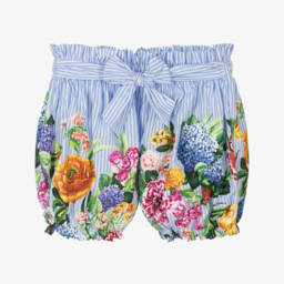 Dolce & Gabbana-Шорты синие в полоску с цветочным узором для девочек | Childrensalon Outlet