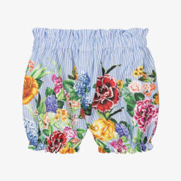 Dolce & Gabbana-Шорты синие в полоску с цветочным узором для девочек | Childrensalon Outlet