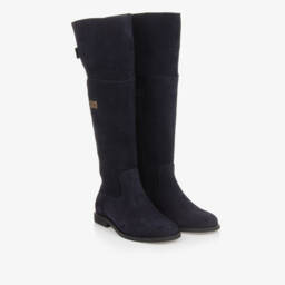 Dolce & Gabbana-Girls Blue Suede Knee Boots | Childrensalon Outlet