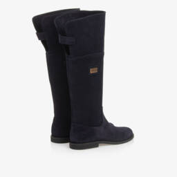Dolce & Gabbana-Girls Blue Suede Knee Boots | Childrensalon Outlet