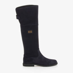 Dolce & Gabbana-Girls Blue Suede Knee Boots | Childrensalon Outlet