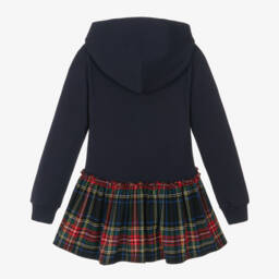 Dolce & Gabbana-Girls Blue Tartan Hoodie Dress | Childrensalon Outlet