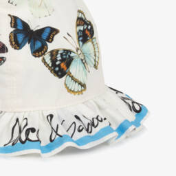 Dolce & Gabbana-Голубая и белая кепка с бабочками для девочек | Childrensalon Outlet