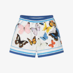 Dolce & Gabbana-شورتات فراشات قطنية زرقاء وبيضاء للبنات | Childrensalon Outlet