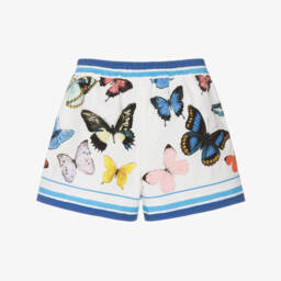 Dolce & Gabbana-شورتات فراشات قطنية زرقاء وبيضاء للبنات | Childrensalon Outlet