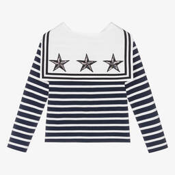Dolce & Gabbana-Girls Blue & White Sailor Top | Childrensalon Outlet