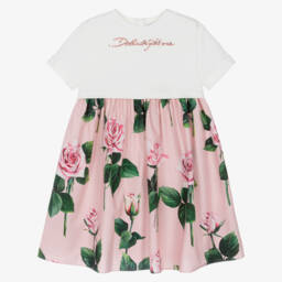 Dolce & Gabbana-Girls Blush Bloom T-Shirt Gown | Childrensalon Outlet