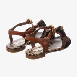 Dolce & Gabbana-Girls Brown Leather Sandals | Childrensalon Outlet
