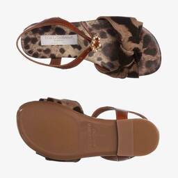 Dolce & Gabbana-Girls Brown Leather Sandals | Childrensalon Outlet