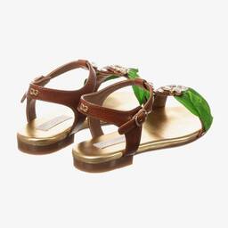 Dolce & Gabbana-Girls Brown Leather Sandals | Childrensalon Outlet