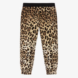 Dolce & Gabbana-Коричневые джоггеры с леопардовым принтом | Childrensalon Outlet
