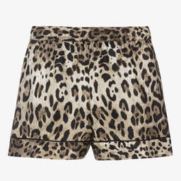 دولتشي آند غابانا-شورت حرير لون أسود وبني للبنات | Childrensalon Outlet