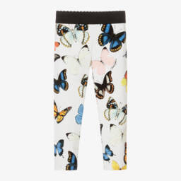 Dolce & Gabbana-Girls Cotton Leggings with Butterfly Print | Childrensalon Outlet