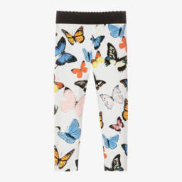 Dolce & Gabbana-Girls Cotton Leggings with Butterfly Print | Childrensalon Outlet