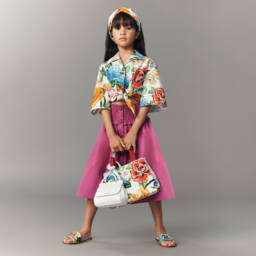 Dolce & Gabbana-Girls Cream & Floral Tie Blouse | Childrensalon Outlet