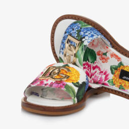 Dolce & Gabbana-Элегантные кремовые сандалии с цветочным узором для девочек | Childrensalon Outlet