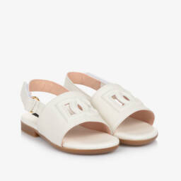 Dolce & Gabbana-Girls Elegant Ivory Leather Footwear | Childrensalon Outlet