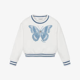 Dolce & Gabbana-Girls Elegant White Butterfly Top | Childrensalon Outlet