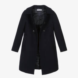 Dolce & Gabbana-Girls Elegant Woollen Navy Coat | Childrensalon Outlet