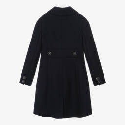 Dolce & Gabbana-Girls Elegant Woollen Navy Coat | Childrensalon Outlet