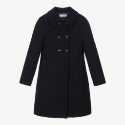 Dolce & Gabbana-Girls Elegant Woollen Navy Coat | Childrensalon Outlet