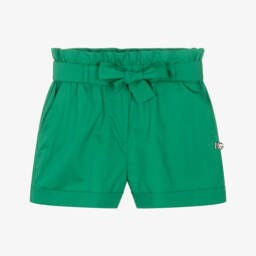 Dolce & Gabbana-Шорты из хлопка с поясом для девочек изумрудные | Childrensalon Outlet
