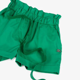 Dolce & Gabbana-Шорты из хлопка с поясом для девочек изумрудные | Childrensalon Outlet