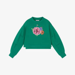 Dolce & Gabbana-Изумрудный топ с цветочной вышивкой для девочек | Childrensalon Outlet