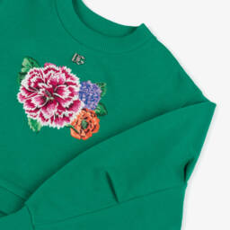 Dolce & Gabbana-Изумрудный топ с цветочной вышивкой для девочек | Childrensalon Outlet
