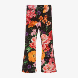 Dolce & Gabbana-Girls Floral Black Flared Trousers | Childrensalon Outlet