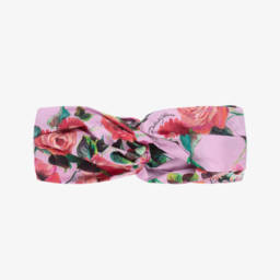 Dolce & Gabbana-Розовый хлопковый ободок с цветами для девочек | Childrensalon Outlet