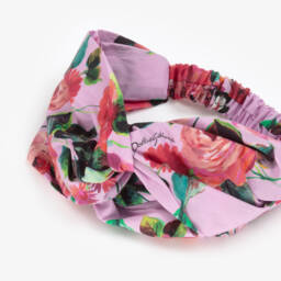 Dolce & Gabbana-Розовый хлопковый ободок с цветами для девочек | Childrensalon Outlet