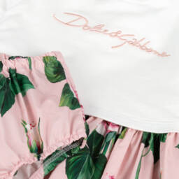 Dolce & Gabbana-Girls Floral Pink & White Dress | Childrensalon Outlet