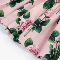 Dolce & Gabbana-Girls Floral Pink & White Dress | Childrensalon Outlet