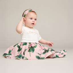 Dolce & Gabbana-Girls Floral Pink & White Dress | Childrensalon Outlet