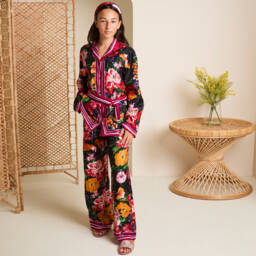 Dolce & Gabbana-بلوزة حرير لون زهري وأسود | Childrensalon Outlet