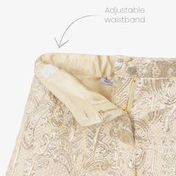 Dolce & Gabbana-Girls Gold Brocade Shorts  | Childrensalon Outlet