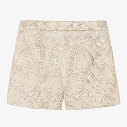 Dolce & Gabbana-Girls Gold Brocade Shorts  | Childrensalon Outlet