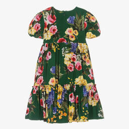 Dolce & Gabbana-Girls Green Floral Jersey Dress | Childrensalon Outlet