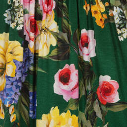 Dolce & Gabbana-Girls Green Floral Jersey Dress | Childrensalon Outlet