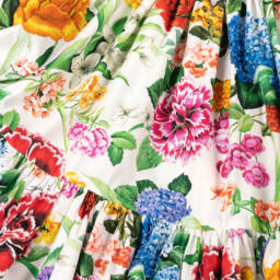 Dolce & Gabbana-تنورة قطنية عاجية مزينة بالزهور للبنات | Childrensalon Outlet